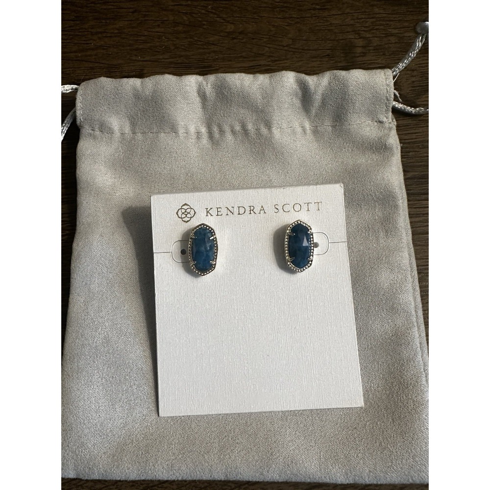 Kendra Scott Ellie Stud Earrings Aqua‎ Apatite In Gold NEW